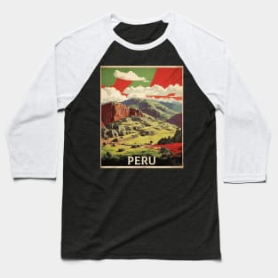 Sacsayhuaman Peru Tourism Vintage Poster Baseball T-Shirt